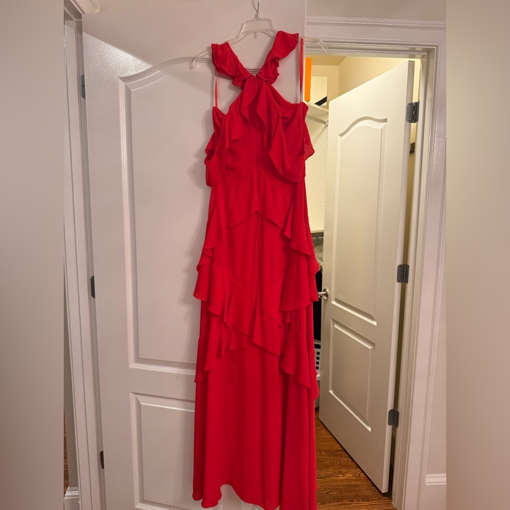 BCBG Max Azaria Elegant Red Ruffle Dress